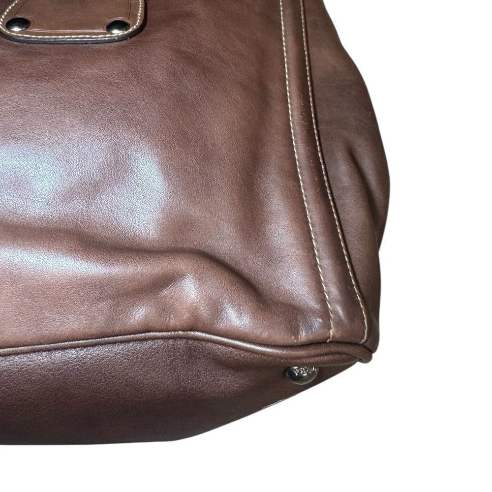 PRADA Nocciolo Brown Soft Calfskin Leather Large Satchel Tote Bag Auth - Picture 10 of 16